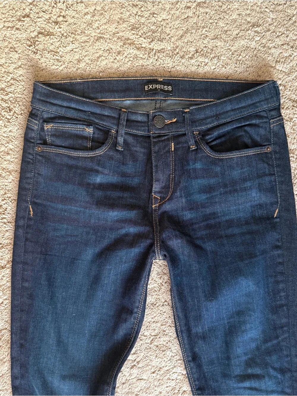 Women’s Express Jeans size 8 Mid Rise Legging Ankle Skinny Dark Blue Stretch